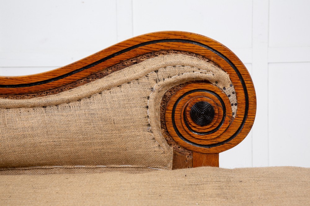 19th Century English Oak and Ebonised Inlay Chaise Longue View V