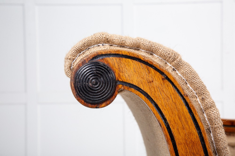 19th Century English Oak and Ebonised Inlay Chaise Longue View VI