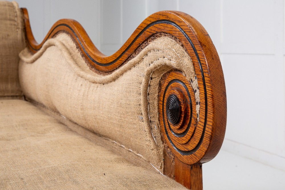 19th Century English Oak and Ebonised Inlay Chaise Longue View VII