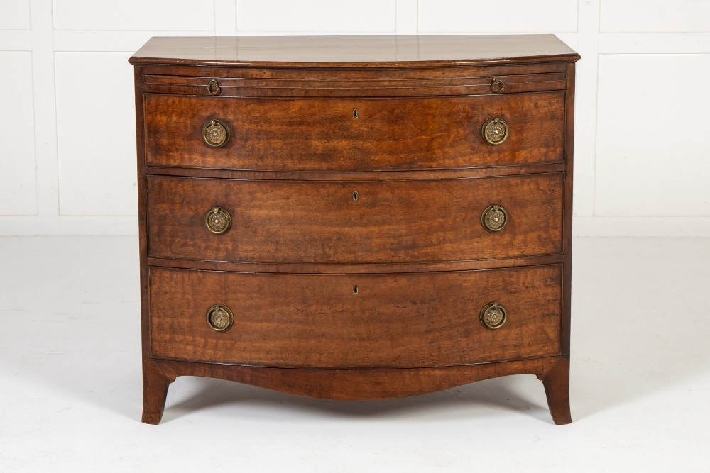 19th Century Mahogany English Regency Bow Fronted Chest of Drawers