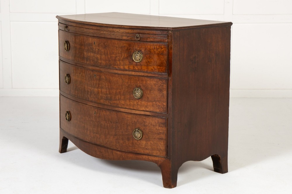 19th Century Mahogany English Regency Bow Fronted Chest of Drawers View II