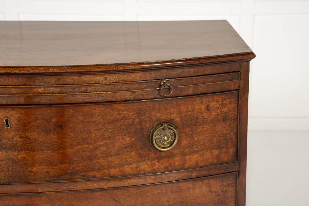 19th Century Mahogany English Regency Bow Fronted Chest of Drawers View III