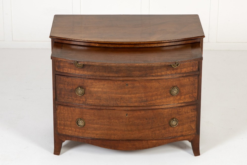 19th Century Mahogany English Regency Bow Fronted Chest of Drawers View V