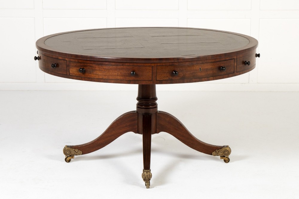 19th Century English Regency Mahogany Drum Table