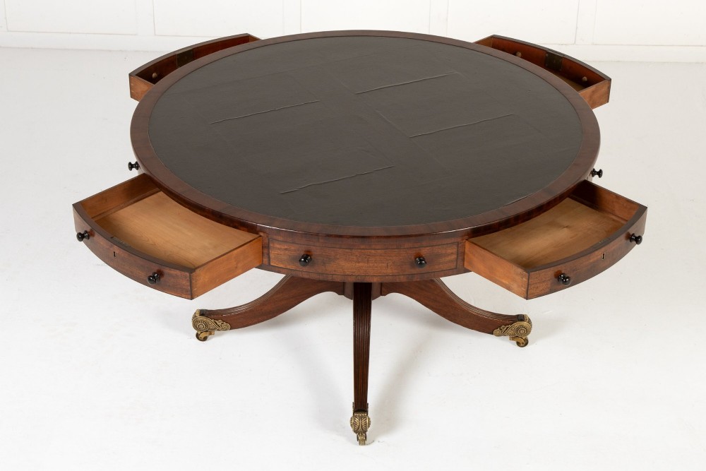 19th Century English Regency Mahogany Drum Table View VII