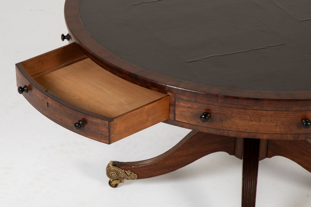 19th Century English Regency Mahogany Drum Table View IX