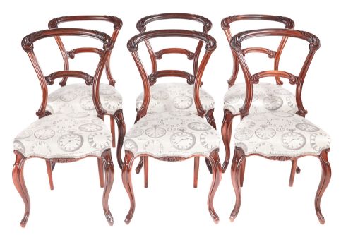 Exceptional Quality Set of 6 Victorian Carved Rosewood Dining Chairs


