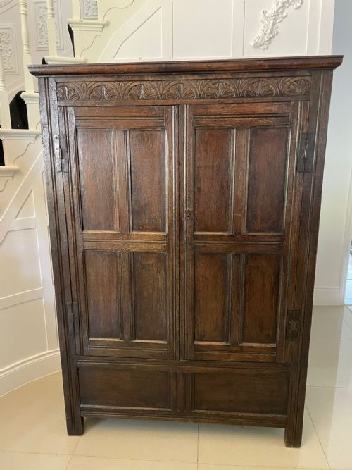 17th Century Antique Oak Wardrobe/hall Cupboard 
