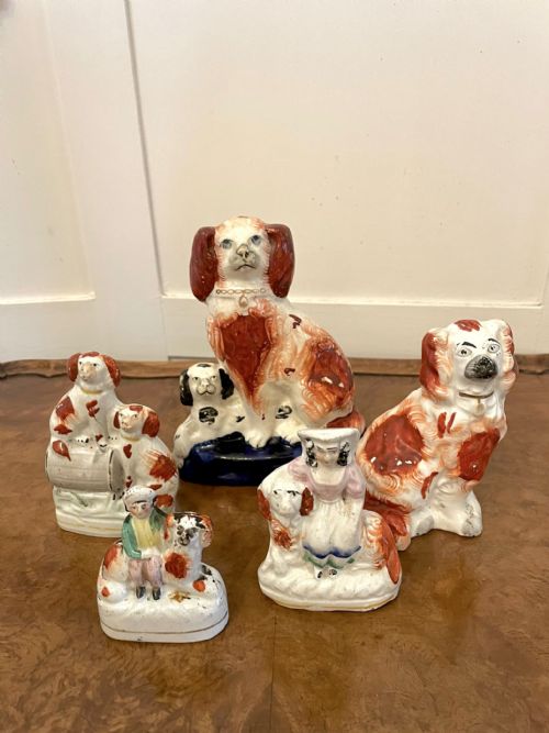 COLLECTION OF 6 UNUSUAL ANTIQUE VICTORIAN STAFFORDSHIRE DOGS - ADDITIONAL PHOTO 5