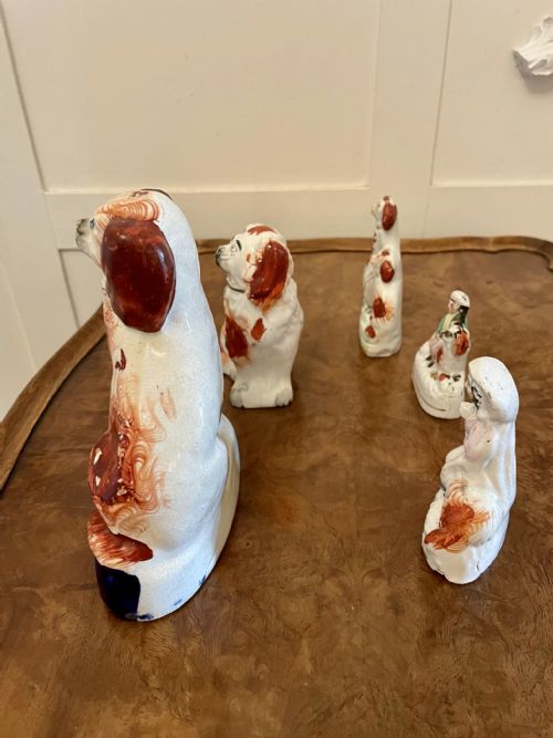 COLLECTION OF 6 UNUSUAL ANTIQUE VICTORIAN STAFFORDSHIRE DOGS - ADDITIONAL PHOTO 9