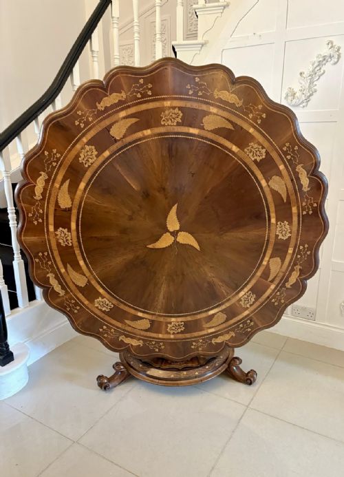 RARE OUTSTANDING QUALITY LARGE YEW WOOD IRISH KILLARNEY MARQUETRY INLAID CENTRE TABLE