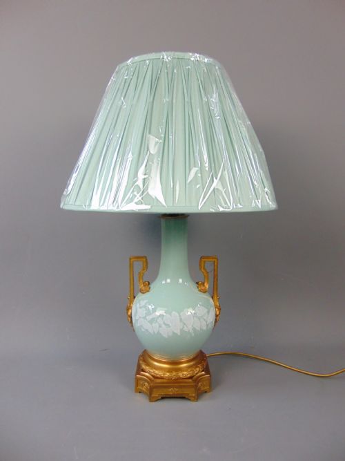 A Porcelain Duck Egg Blue Lamp