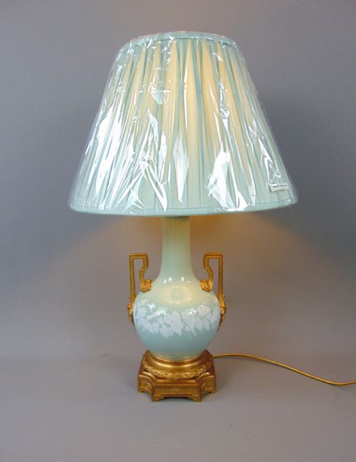 fig 1. A porcelain duck egg blue lamp
