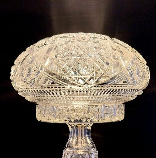 fig 1. Large Cut Glass Mushroom Table Lamp Circa 1920