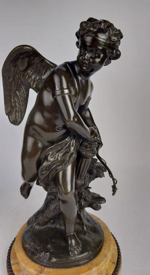 FINE PAIR OF BRONZE ANTIQUE SCULPTURES CUPID PSYCHE - ADDITIONAL PHOTO 6