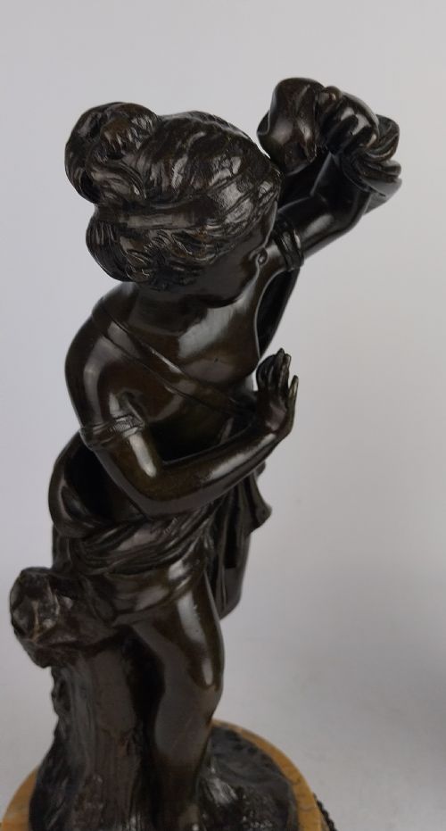 FINE PAIR OF BRONZE ANTIQUE SCULPTURES CUPID PSYCHE - ADDITIONAL PHOTO 12