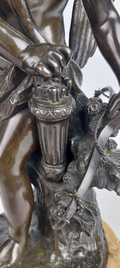 FINE PAIR OF BRONZE ANTIQUE SCULPTURES CUPID PSYCHE - ADDITIONAL PHOTO 7