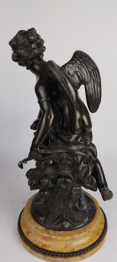 FINE PAIR OF BRONZE ANTIQUE SCULPTURES CUPID PSYCHE - ADDITIONAL PHOTO 8