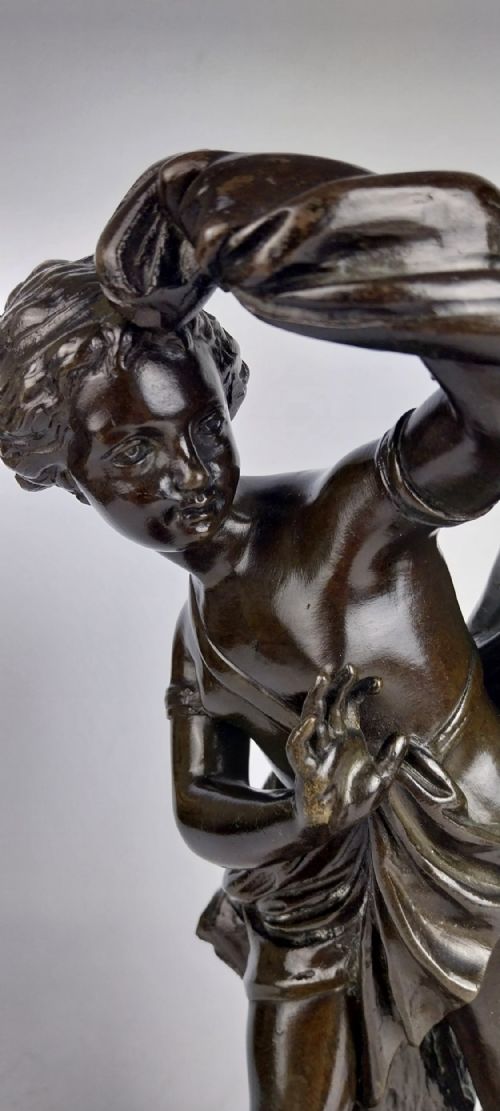 FINE PAIR OF BRONZE ANTIQUE SCULPTURES CUPID PSYCHE - ADDITIONAL PHOTO 9