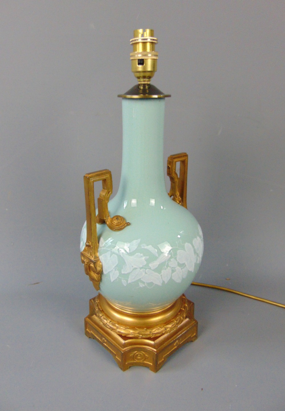 A porcelain duck egg blue lamp View VI