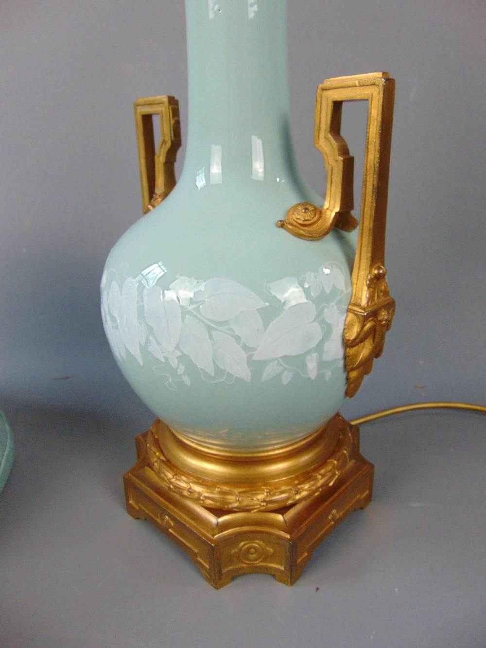 A porcelain duck egg blue lamp View VII