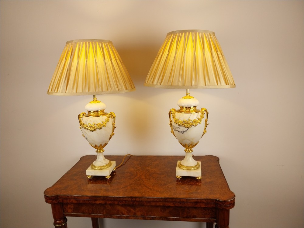 Pair of French Marble Table Lamps View XI