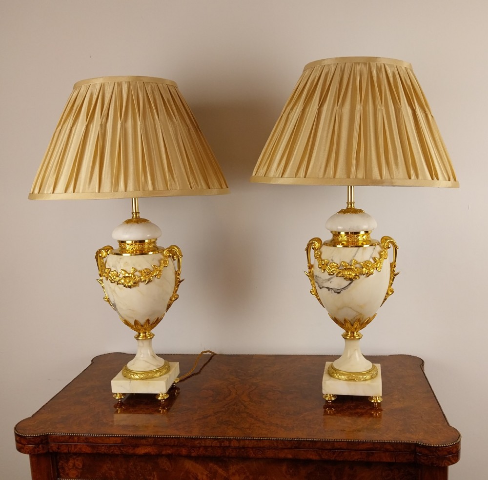 Pair of French Marble Table Lamps View XVI