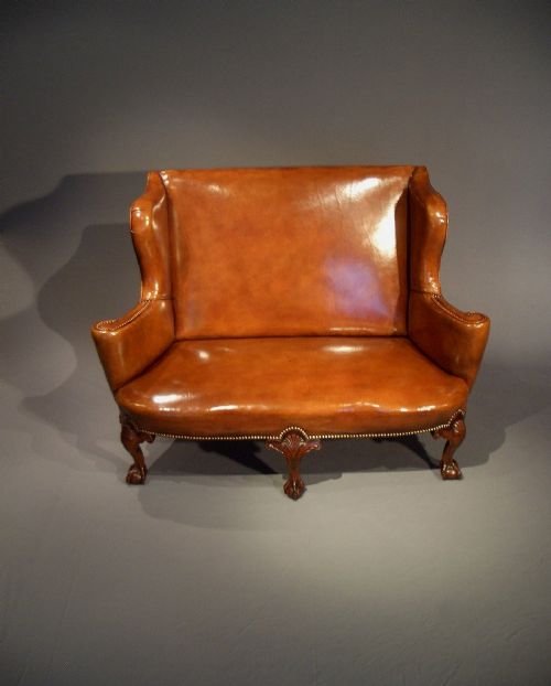fig 1. Extremely Good Quality Leather Upholstered Walnut Couch
