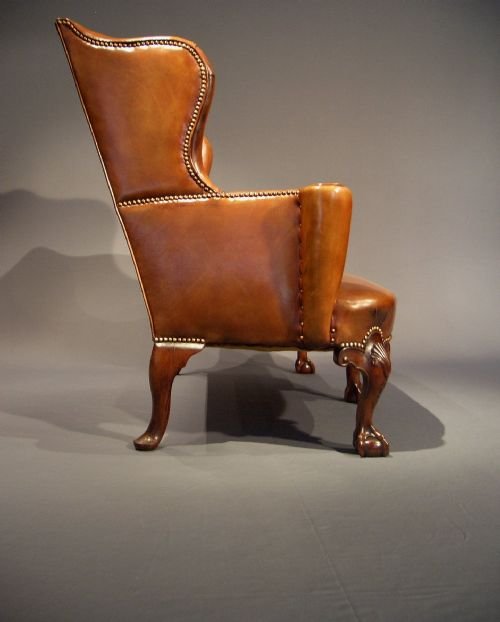 fig 2. Extremely Good Quality Leather Upholstered Walnut Couch