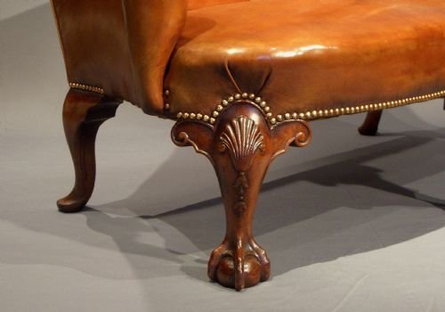 fig 3. Extremely Good Quality Leather Upholstered Walnut Couch