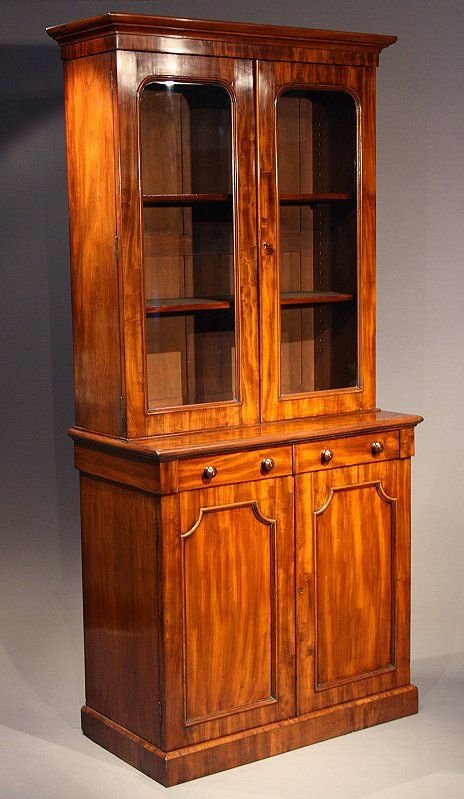 Antique Early Victorian Mahogany 2 Door Bookcase
