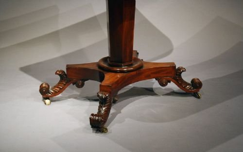 fig 1. Quality William IV Antique Tea Table / Card Table With Carved Acanthus Leaf Feet