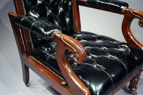 fig 3. William IV Antique Mahogany Leather Reclining Armchair