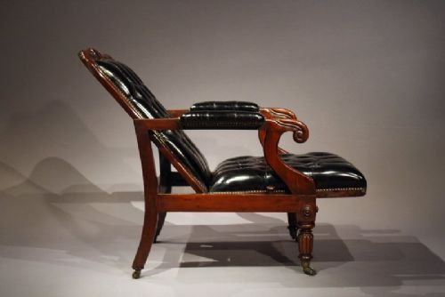 fig 4. William IV Antique Mahogany Leather Reclining Armchair