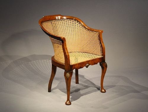 Quality Walnut Bergere Chair with Gilt Decoration