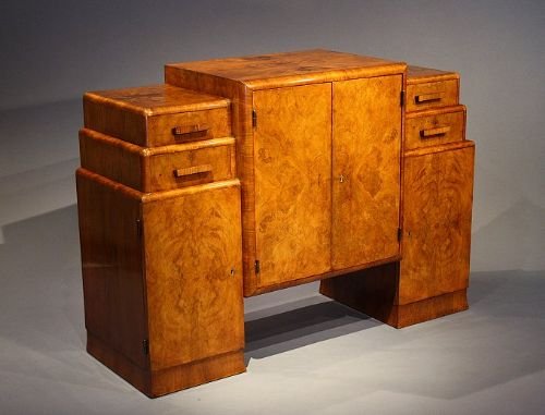 Walnut Art Deco Side Cabinet / Sideboard