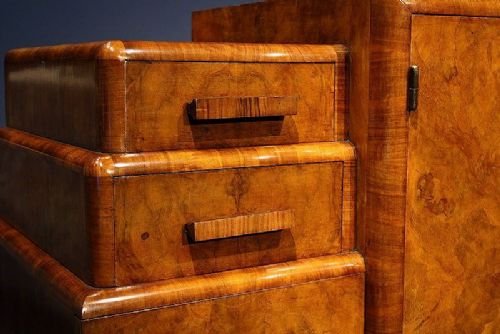 fig 1. Walnut Art Deco side cabinet / sideboard