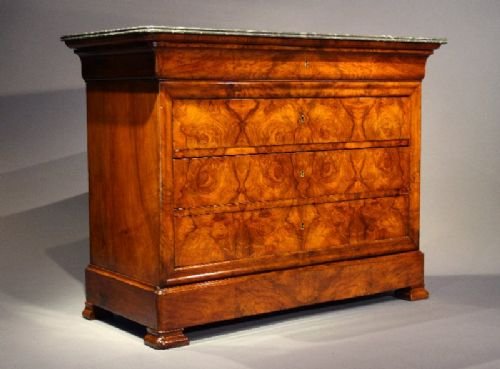 fig 1. Antique French Walnut Marble Topped Commode