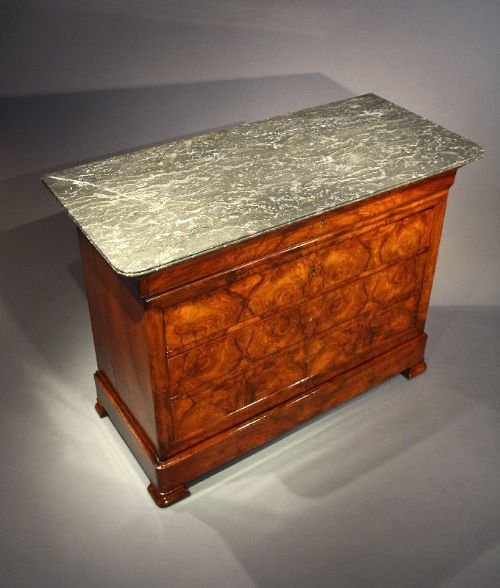 fig 3. Antique French Walnut Marble Topped Commode