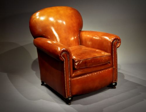 fig 1. Antique Pair of Leather Armchairs