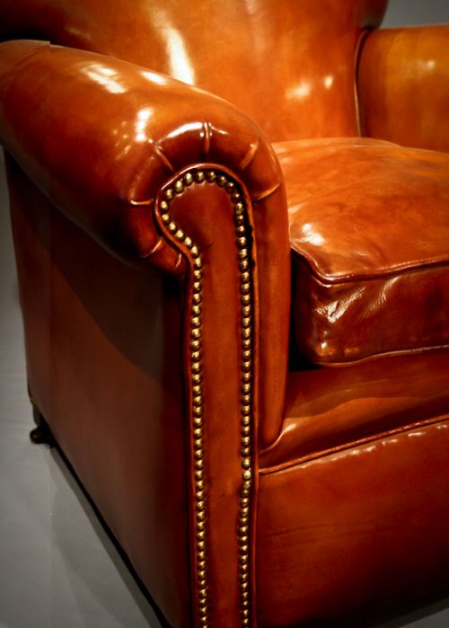 fig 2. Antique Pair of Leather Armchairs