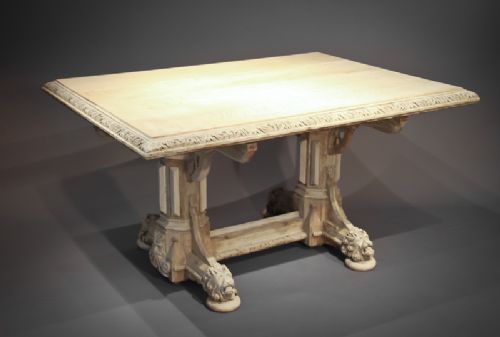 Victorian Bleached Oak Stretcher / Dining Table