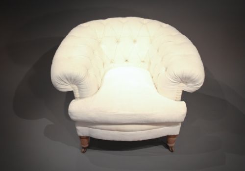 fig 1. Pair of Linen Chesterfield Arm Chairs