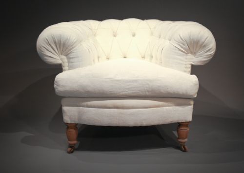 fig 2. Pair of Linen Chesterfield Arm Chairs