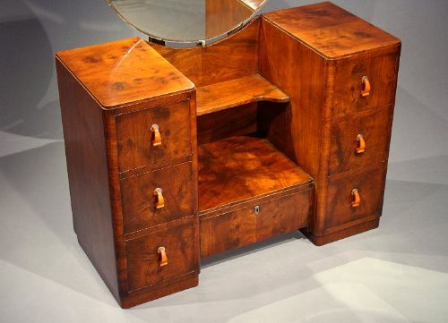 fig 1. Art Deco Walnut Dressing Table with Mirror