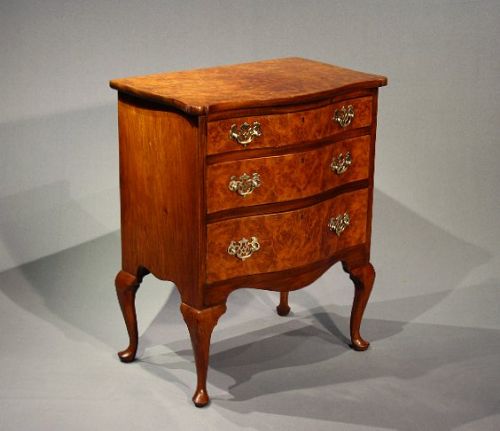 Burr Walnut 3 Drawer Side Chest
