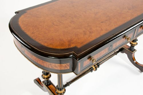 fig 2. Fine Amboyna Stretcher Table Gillows Manner