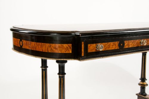 fig 3. Fine Amboyna Stretcher Table Gillows Manner