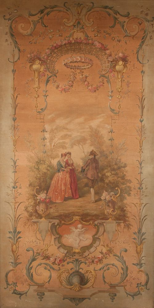 fig 1. Huge Victorian Watercolour Painting On Canvas