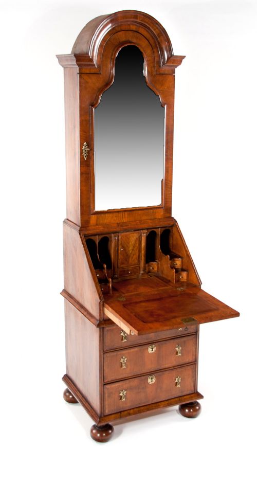 fig 2. An Extremely Good Quality Walnut Domed Bureau Bookcase